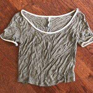 Striped Gray Crop Top, Size Small
